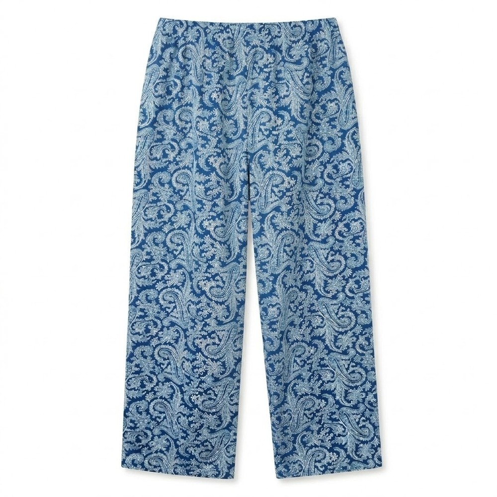Miss Elaine Petites Medium Blue Paisley Button Front Soft Pajama Set‎ PM Lounge - Picture 5 of 10